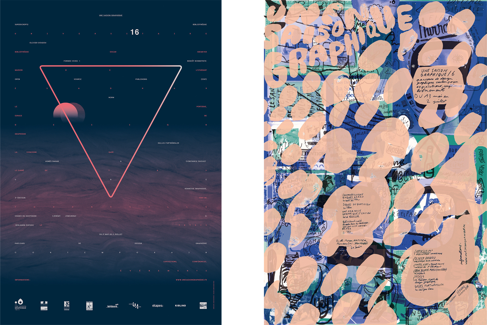 Left poster by Agnès Dahan. right poster by Formes vives + Bonefritte